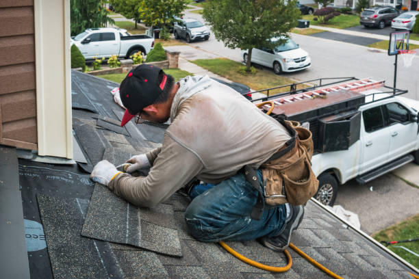 Professional Hail Damage Roof Repair technician working in Bally, PA